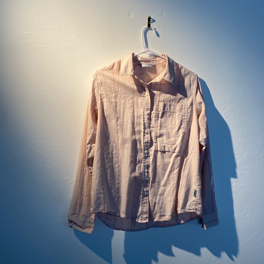 Stio Camp shirt, pink stripes size small